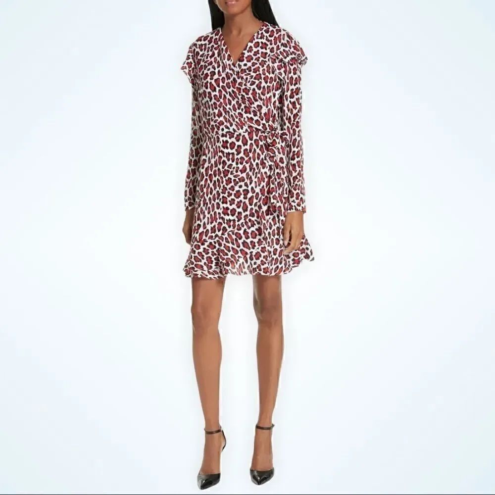 NEW ROBERT RODRIGUEZ LENA LEOPARD PRINT FAUX WRAP DRESS RED LEOPARD NWT SIZE 4 - Picture 4 of 13